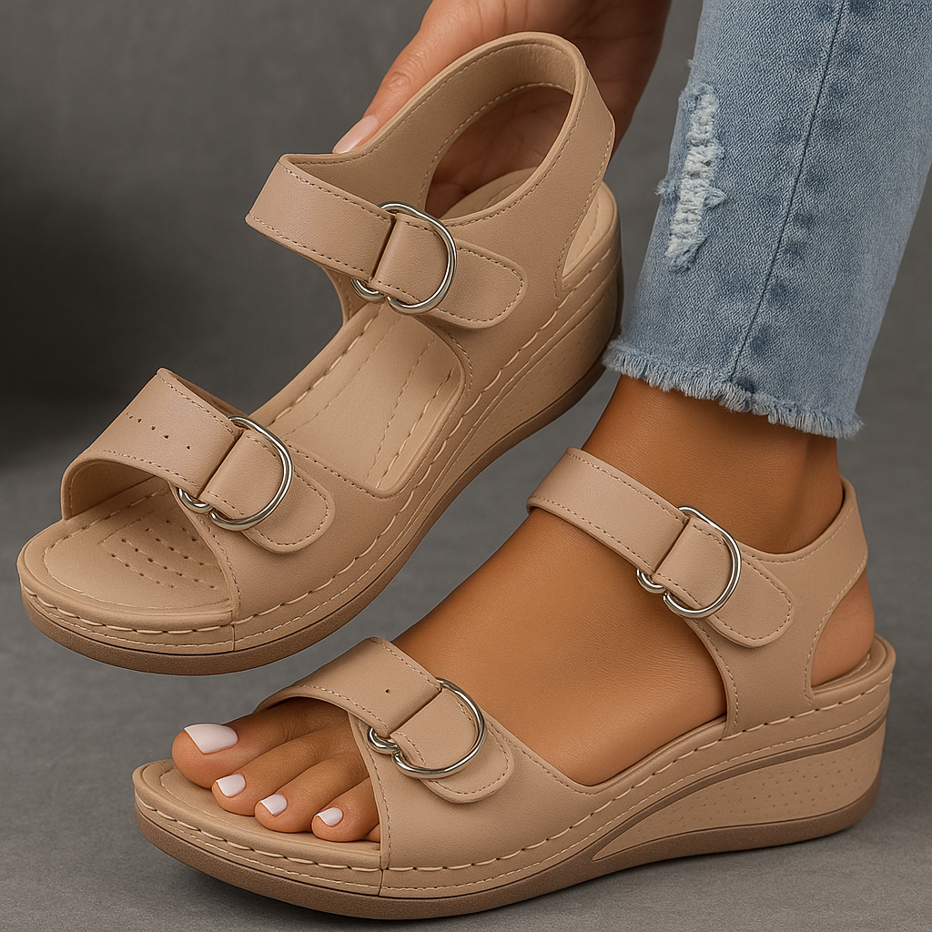 Sandales femme compensées confort brides réglables semelle ergonomique été