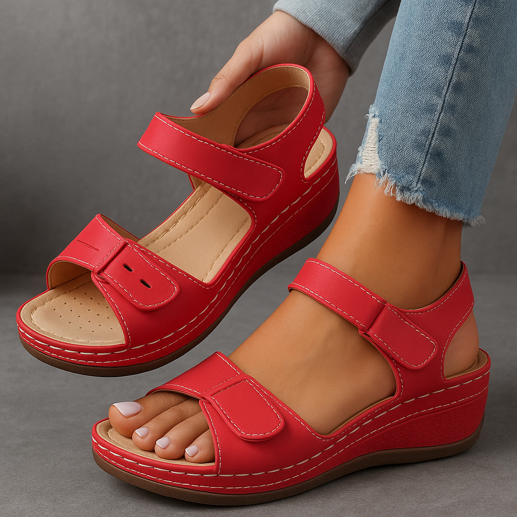 Sandales femme compensées confort brides réglables semelle ergonomique été