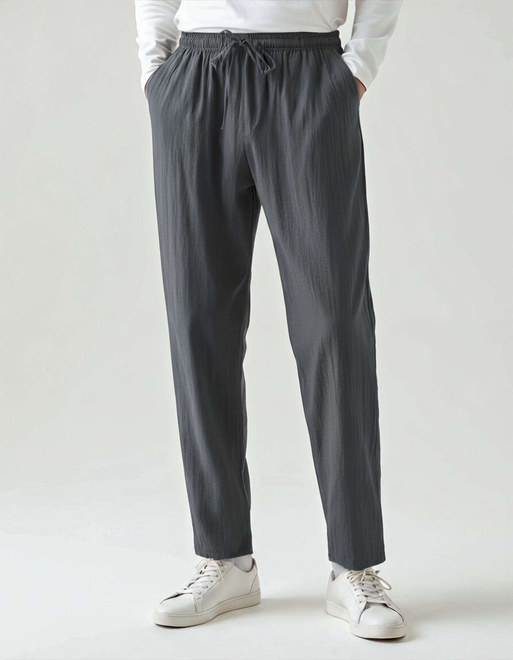 Pantalon homme coupe ample à taille élastique avec cordon de serrage