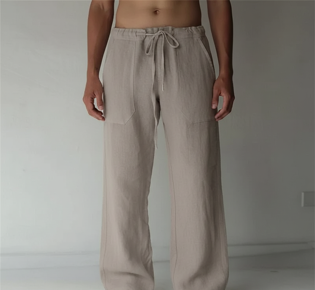 Pantalon homme taille élastique cordon de serrage coupe droite fluide