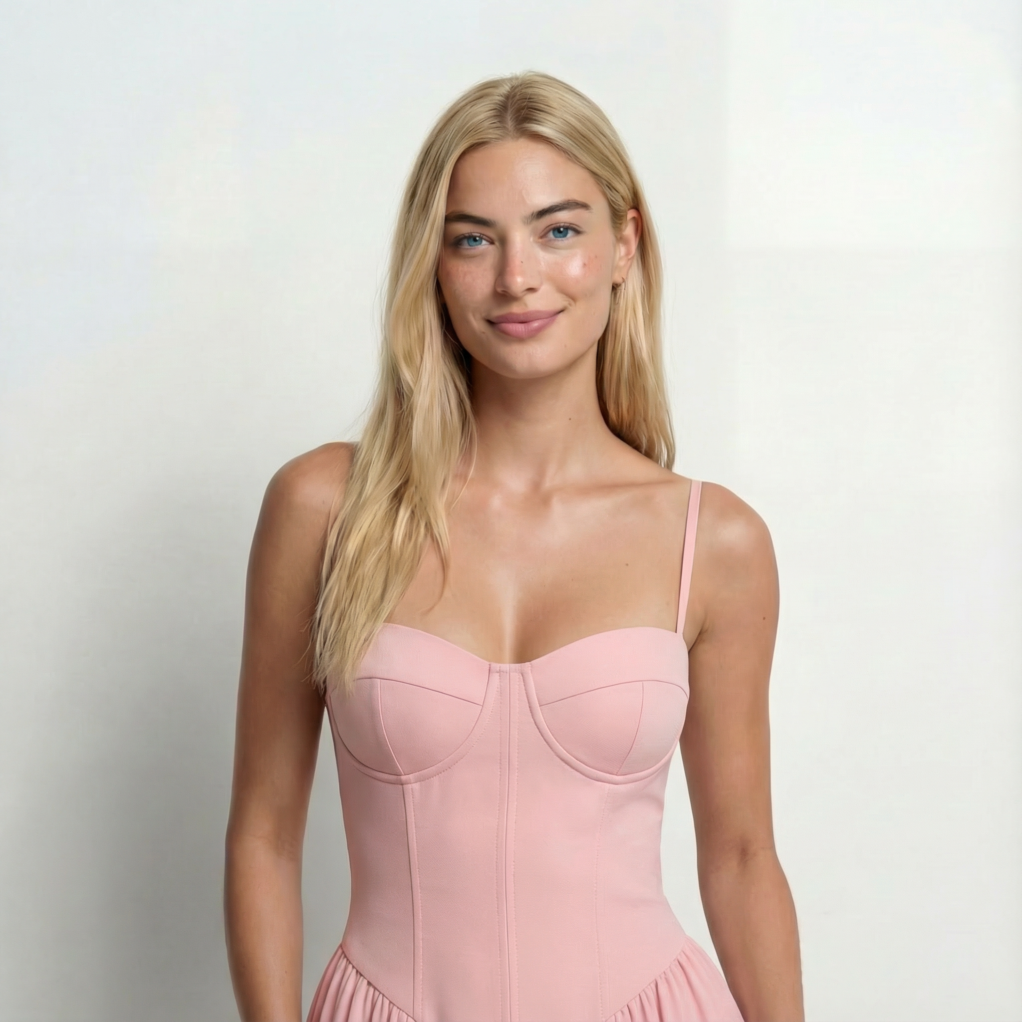 Robe corset bustier midi évasée à bretelles invitée mariage