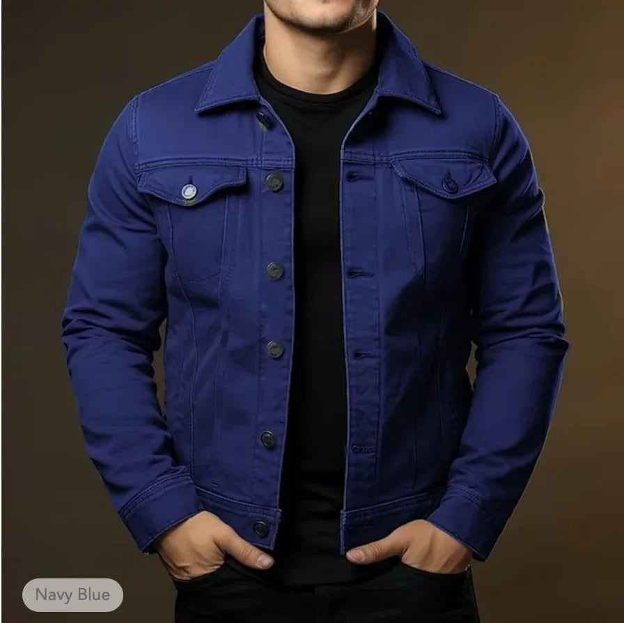 Veste en jean homme coupe ajustée style casual légère mi-saison