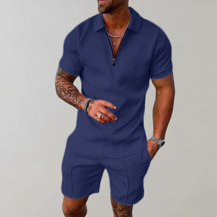 Ensemble polo short homme été manches courtes short assorti coupe décontractée