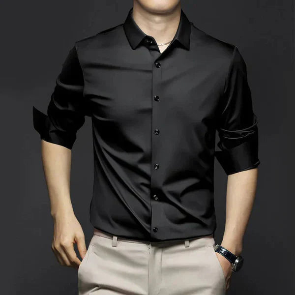 Chemise homme slim fit manches longues sans repassage boutonnée élégante