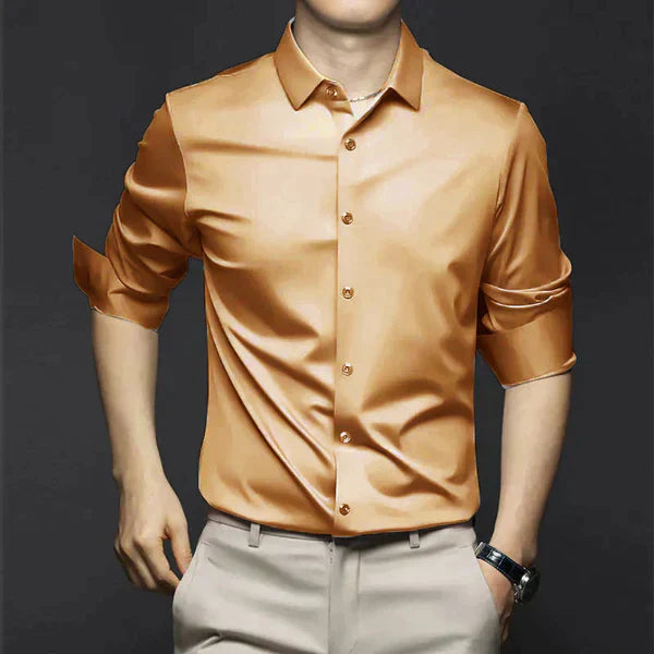 Chemise homme slim fit manches longues sans repassage boutonnée élégante