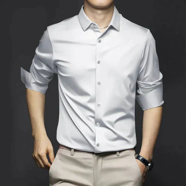 Chemise homme slim fit manches longues sans repassage boutonnée élégante
