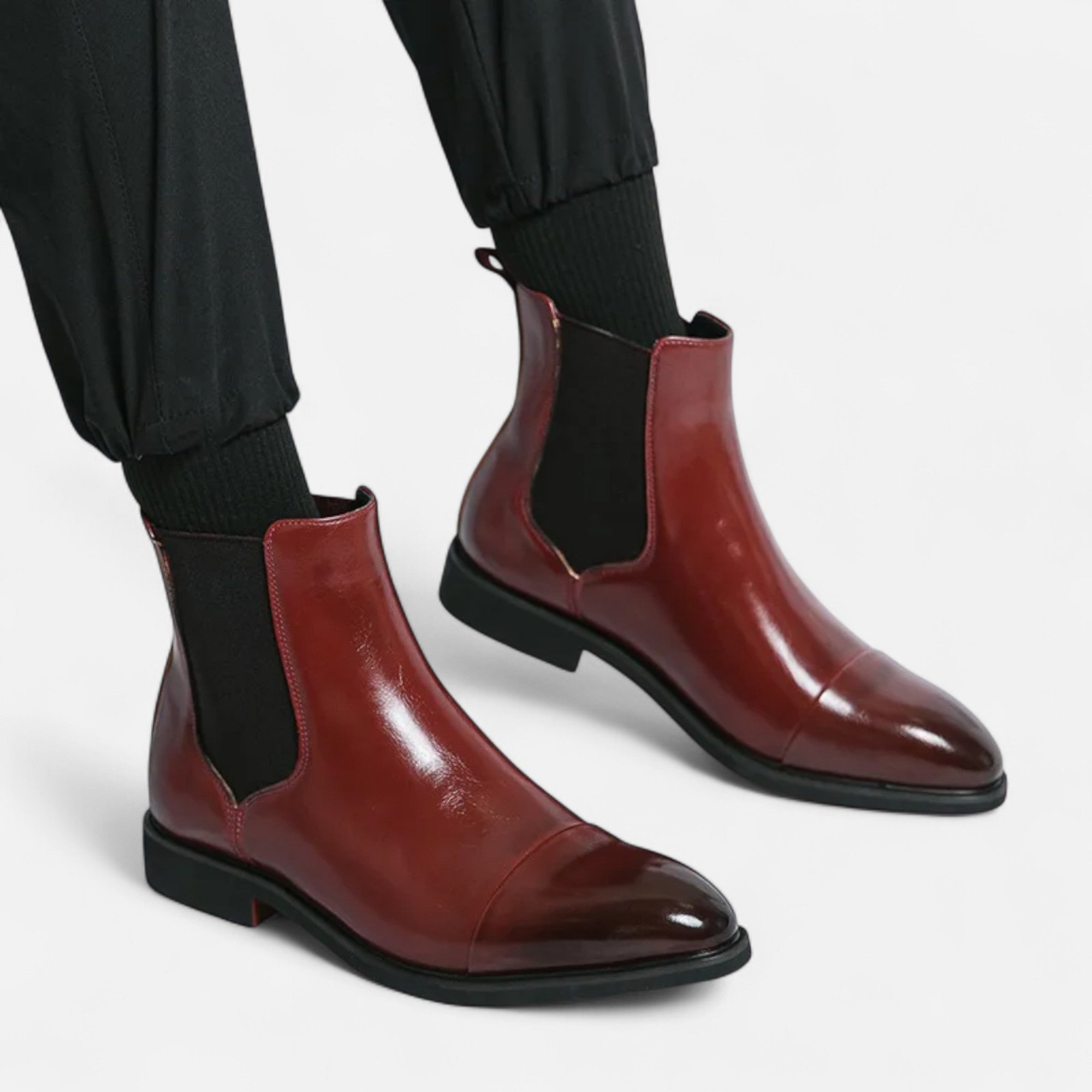 Bottines Chelsea homme cuir bout droit élastiques style habillé