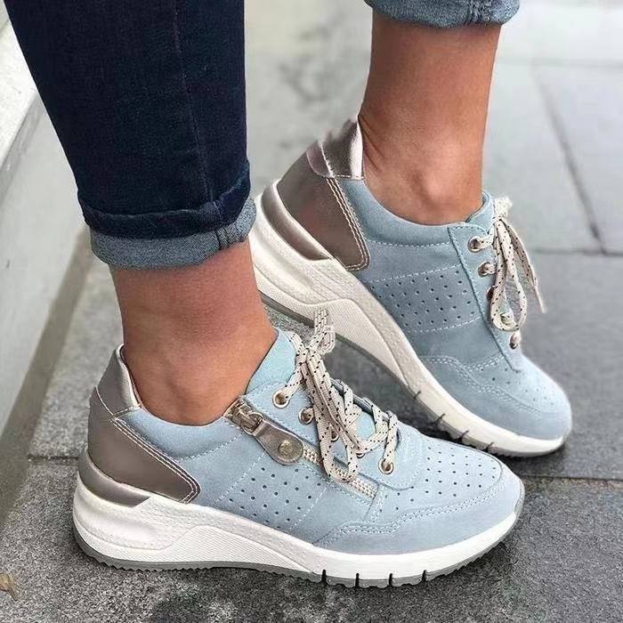 Baskets femme confort à lacets semelle épaisse chaussures marche casual