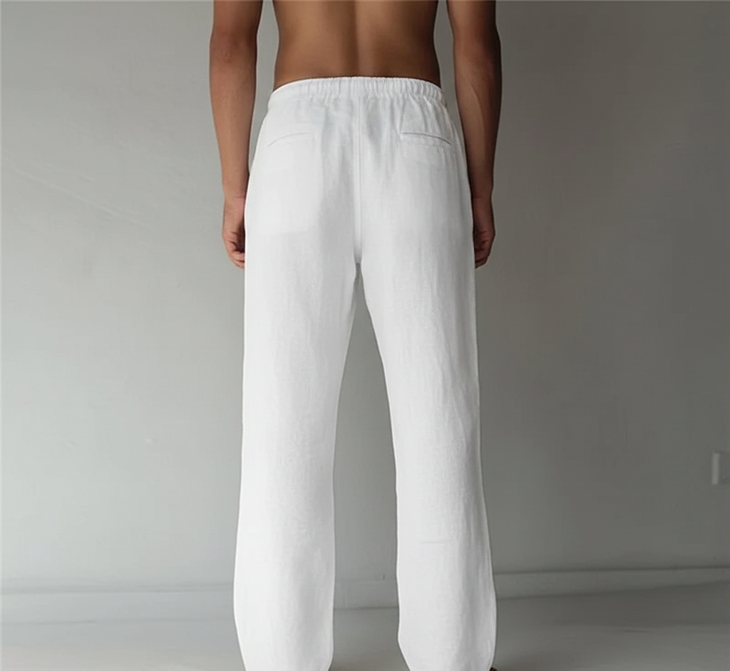 Pantalon homme taille élastique cordon de serrage coupe droite fluide
