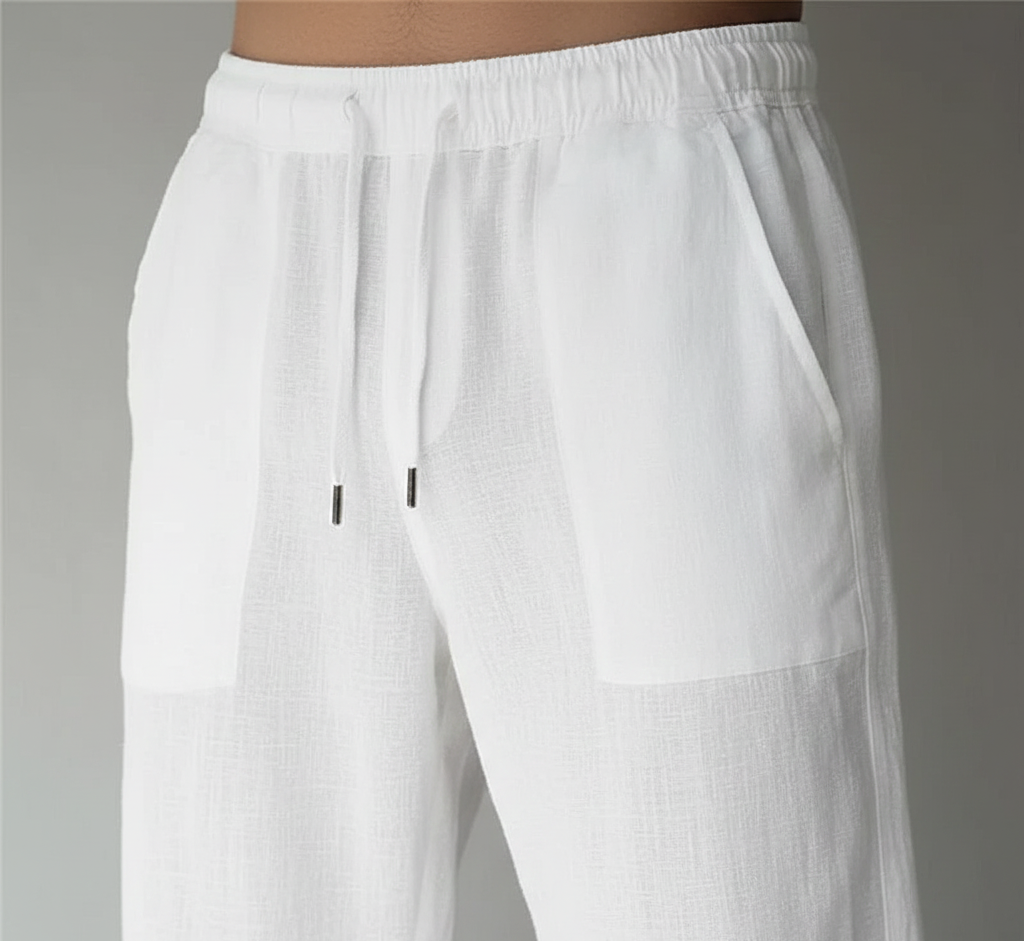 Pantalon homme taille élastique cordon de serrage coupe droite fluide