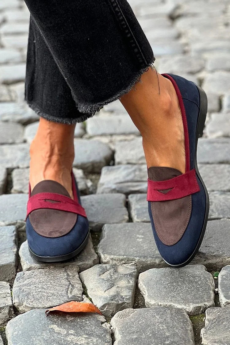 Mocassins femme bout rond petit talon slip-on bureau élégant quotidien