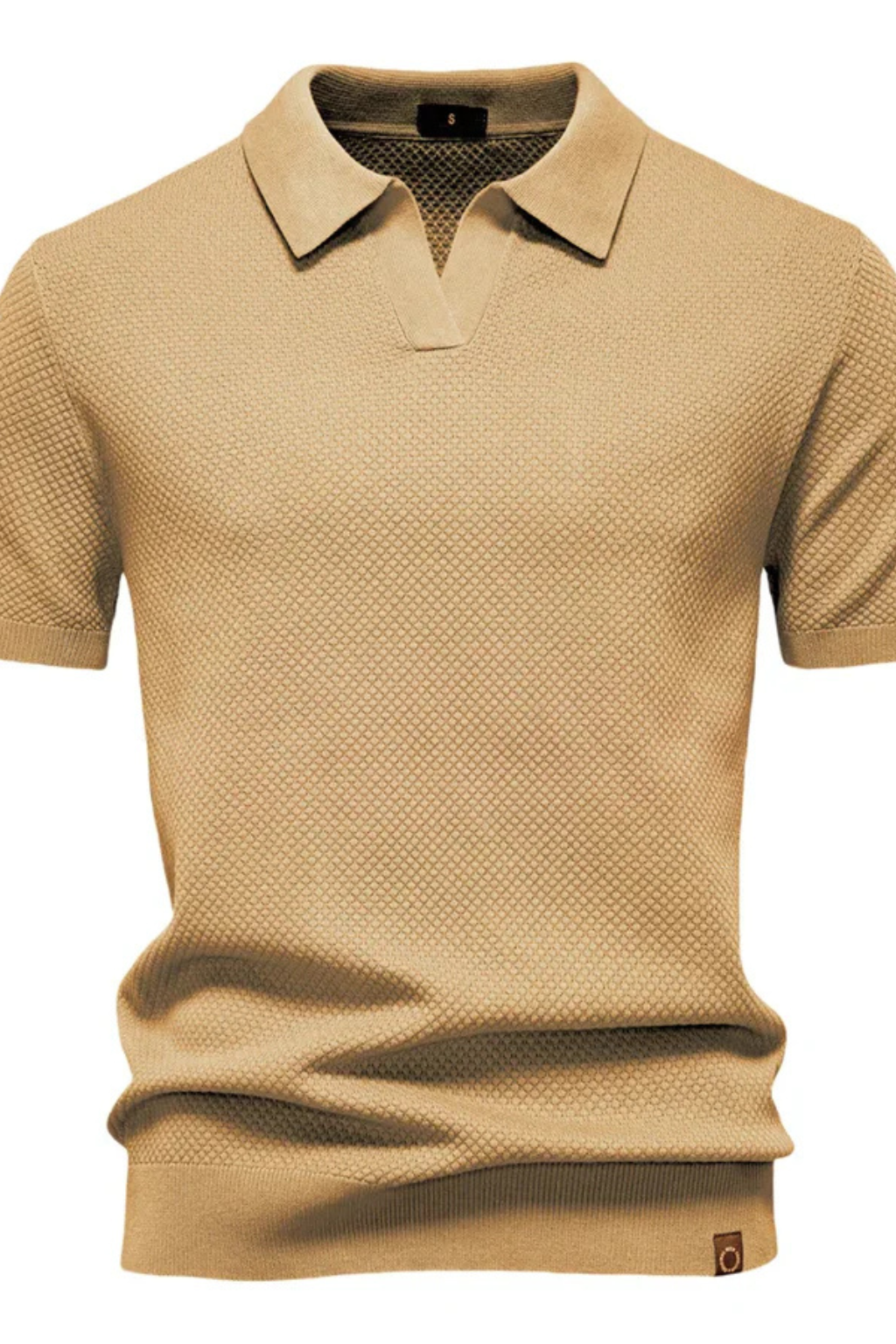 Polo homme maille texturée manches courtes col polo slim casual élégant