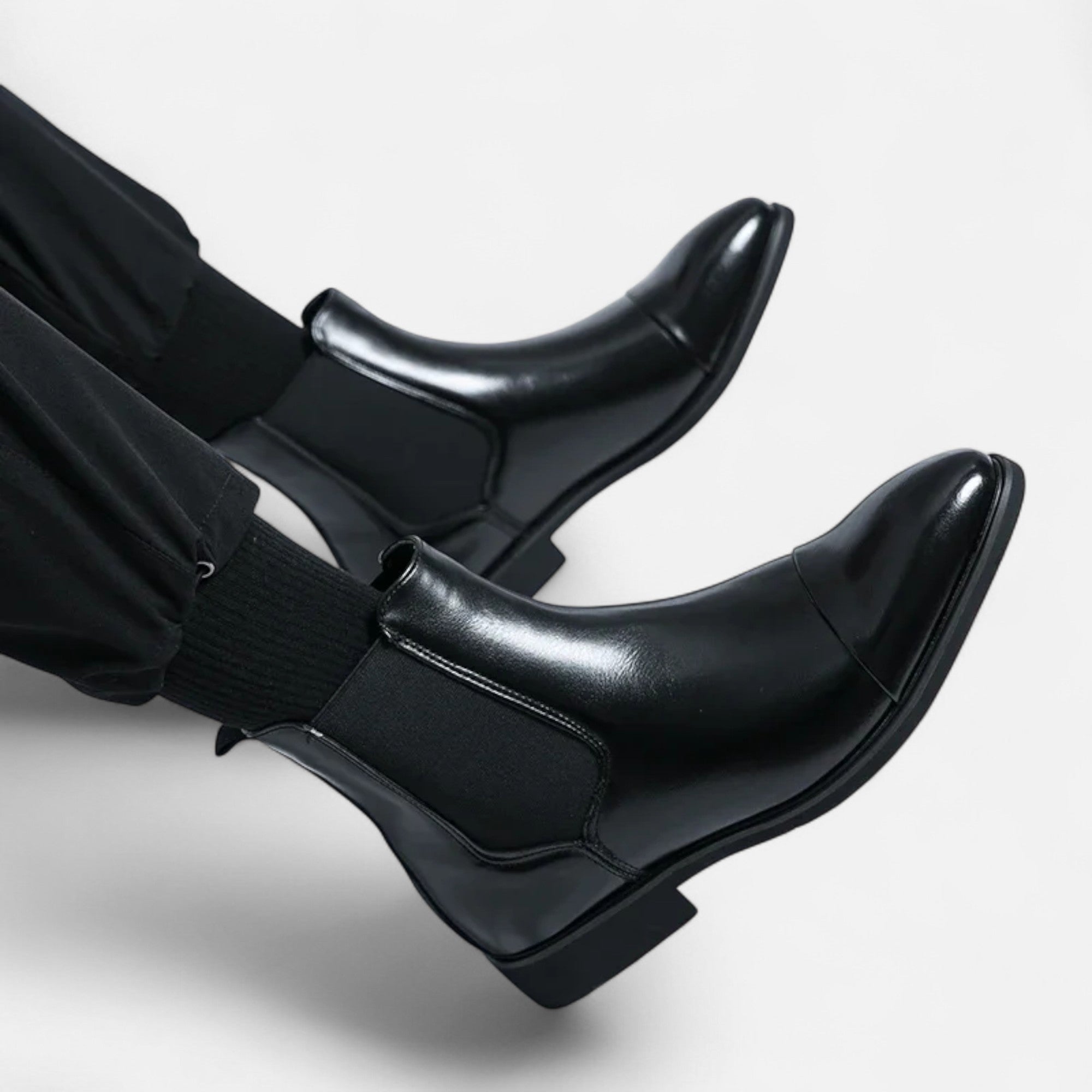 Bottines Chelsea homme cuir bout droit élastiques style habillé