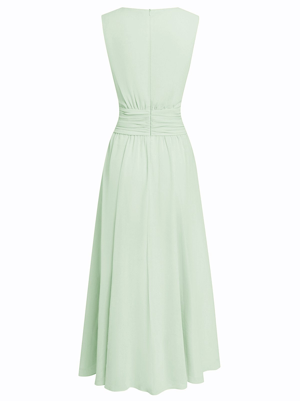 Robe longue mousseline sans manches col rond invitée mariage