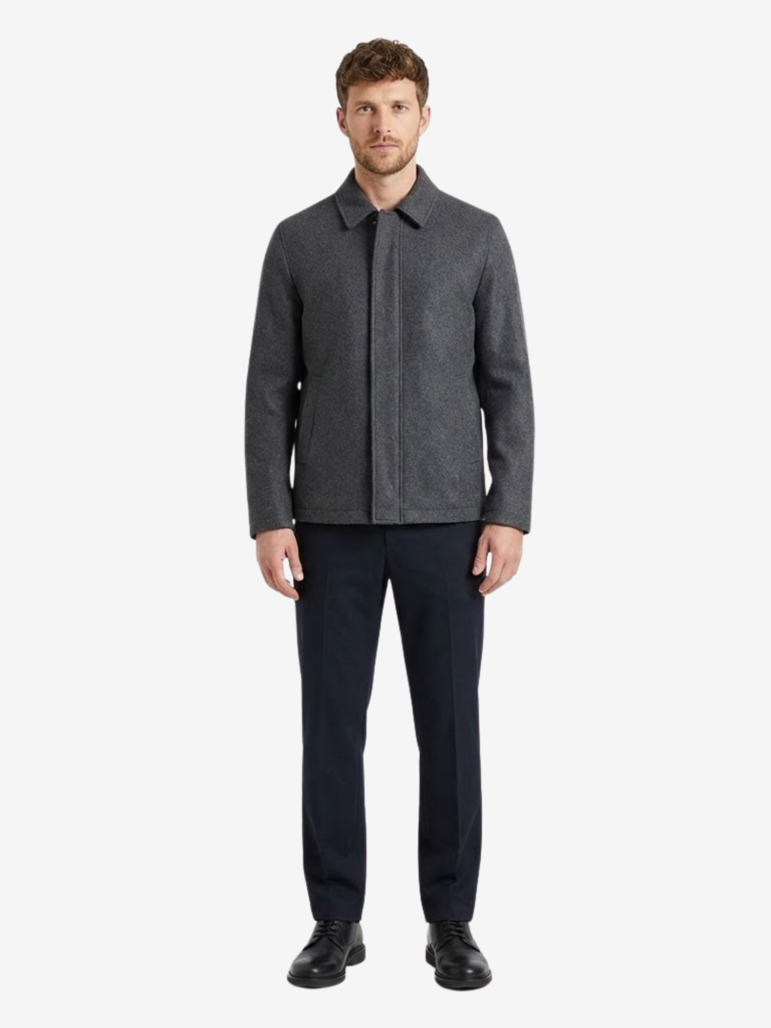 Veste Homme Élégante à Col Classique et Coupe Droite