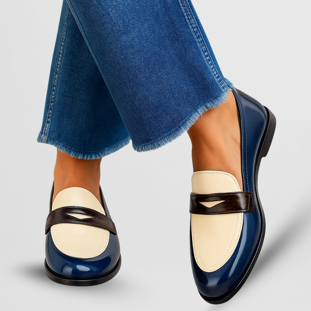 Mocassins femme bout rond semelle plate vernis slip-on élégant casual