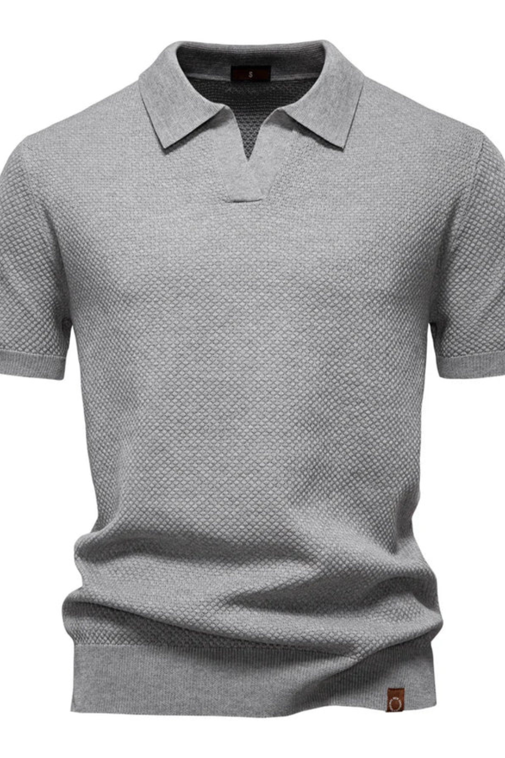 Polo homme maille texturée manches courtes col polo slim casual élégant
