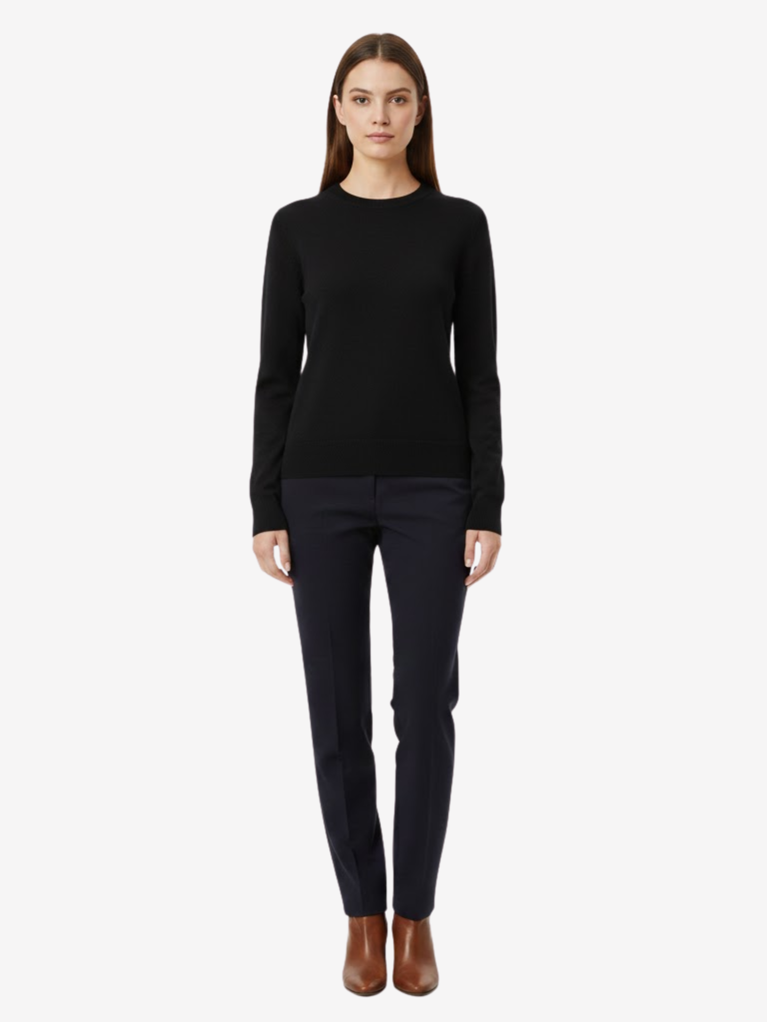 Pull Femme en Maille Fine à Col Rond et Manches Longues