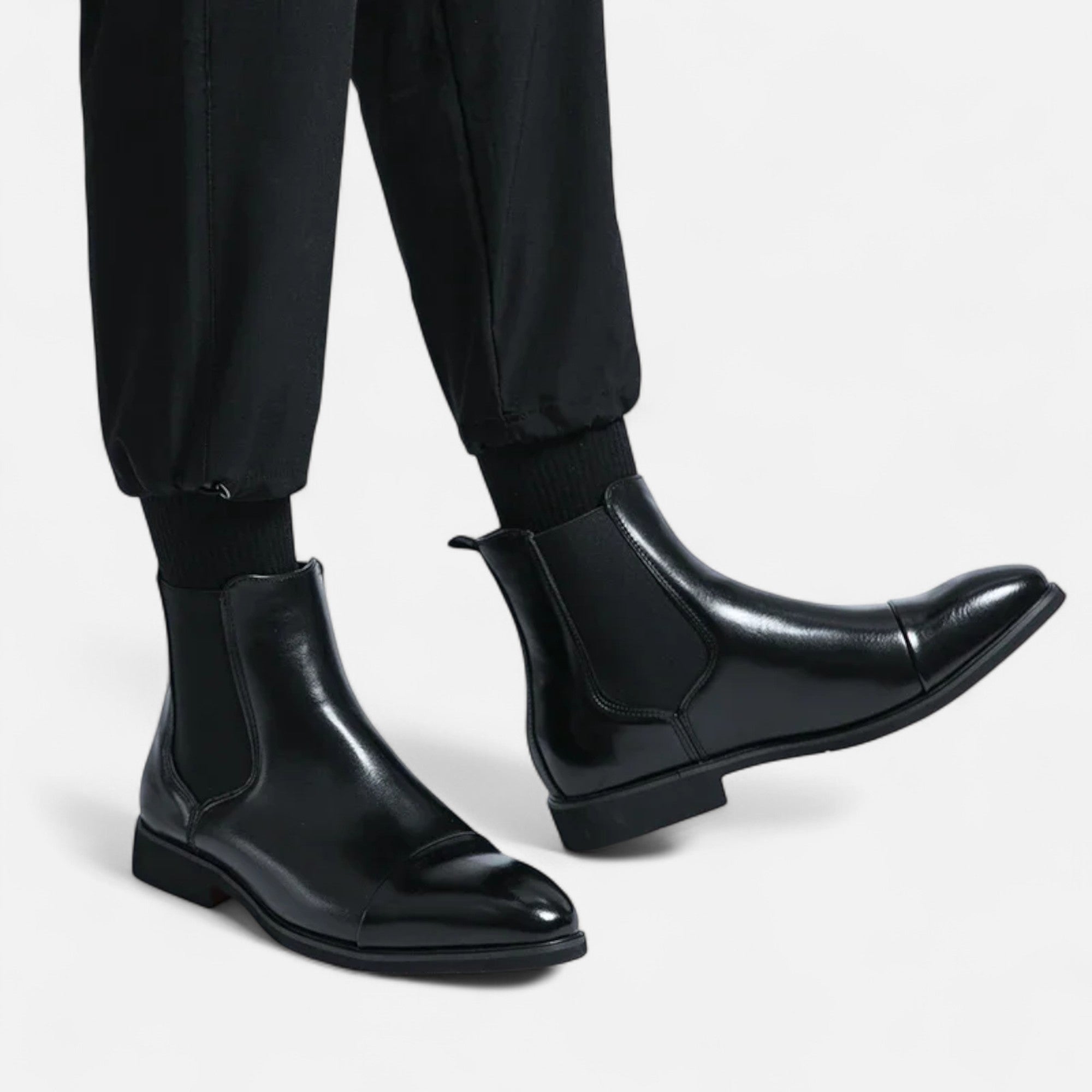 Bottines Chelsea homme cuir bout droit élastiques style habillé