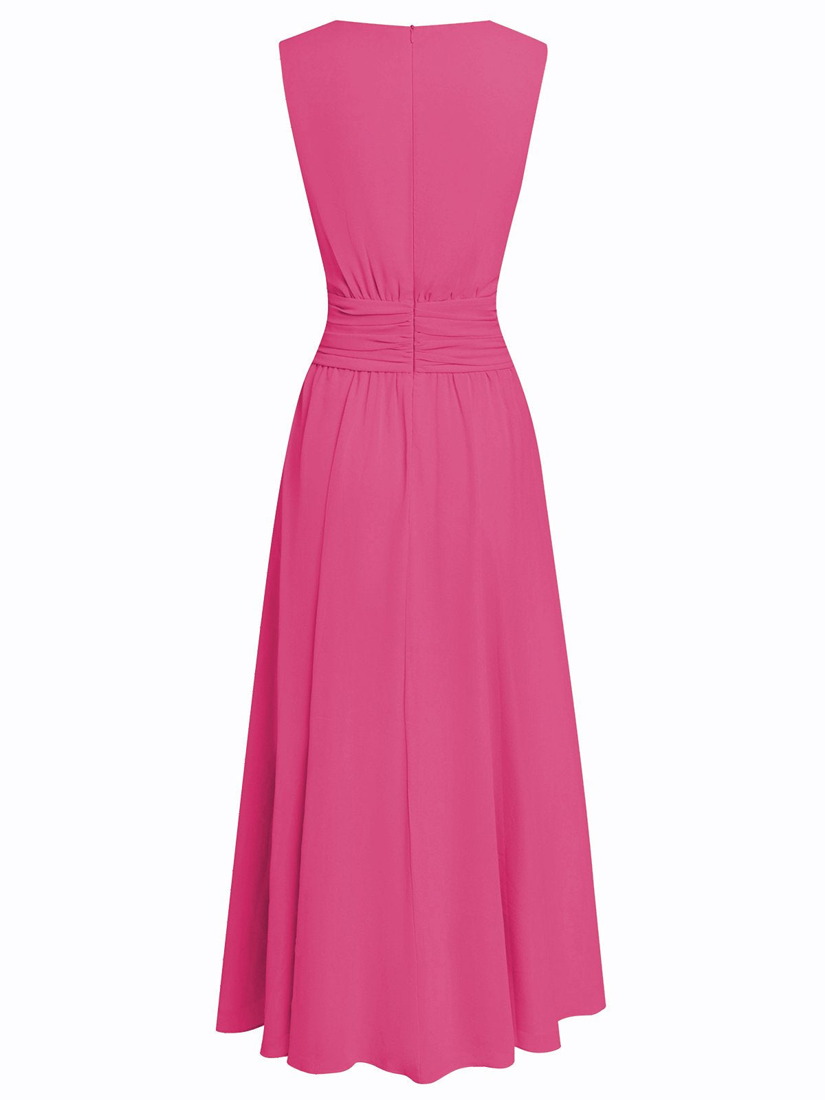 Robe longue mousseline sans manches col rond invitée mariage