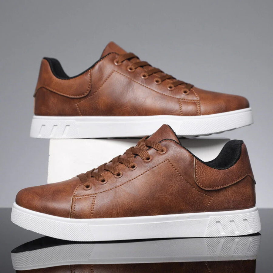 Baskets homme cuir à lacets semelle plate style minimaliste
