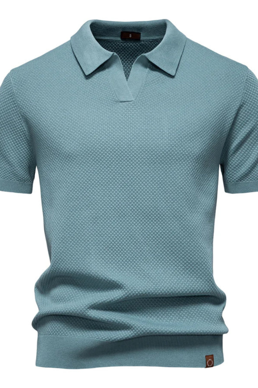 Polo homme maille texturée manches courtes col polo slim casual élégant