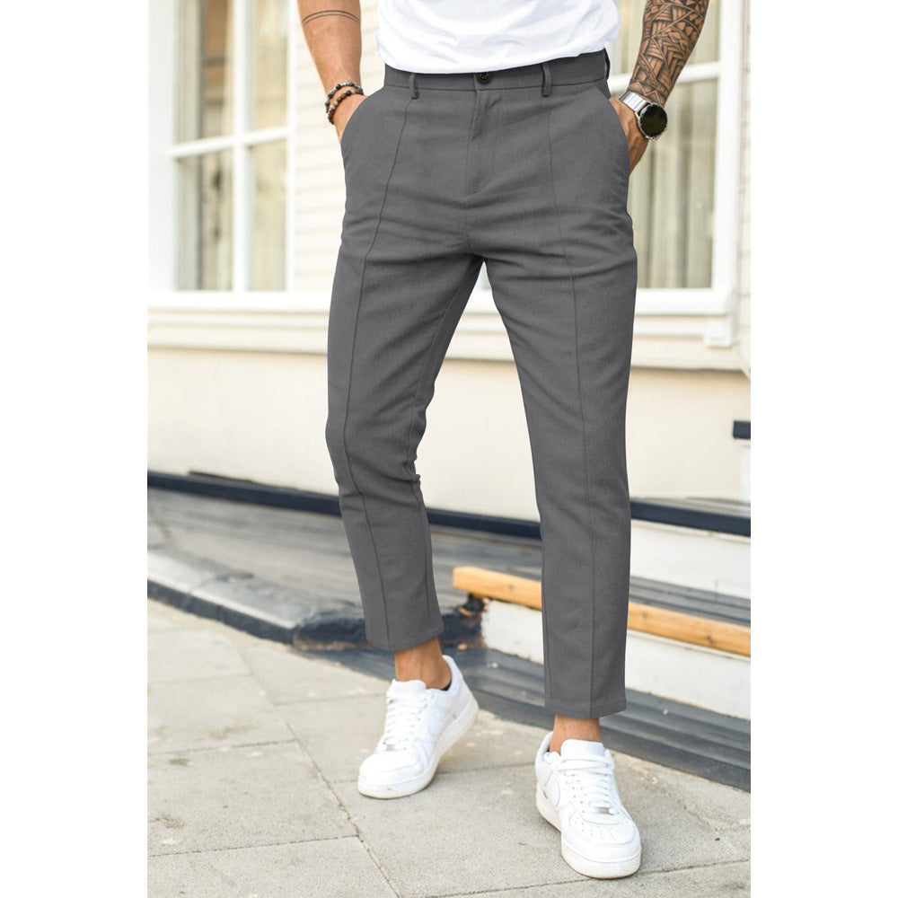 Pantalon homme slim fit taille ajustée style chic urbain