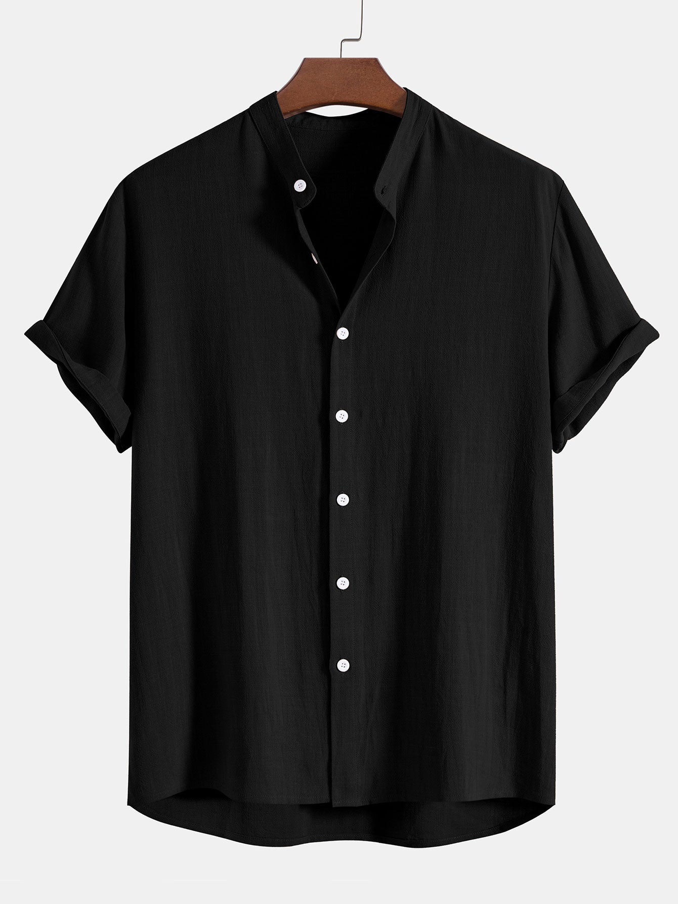 Ensemble homme lin été chemise manches courtes col mao pantalon à cordon