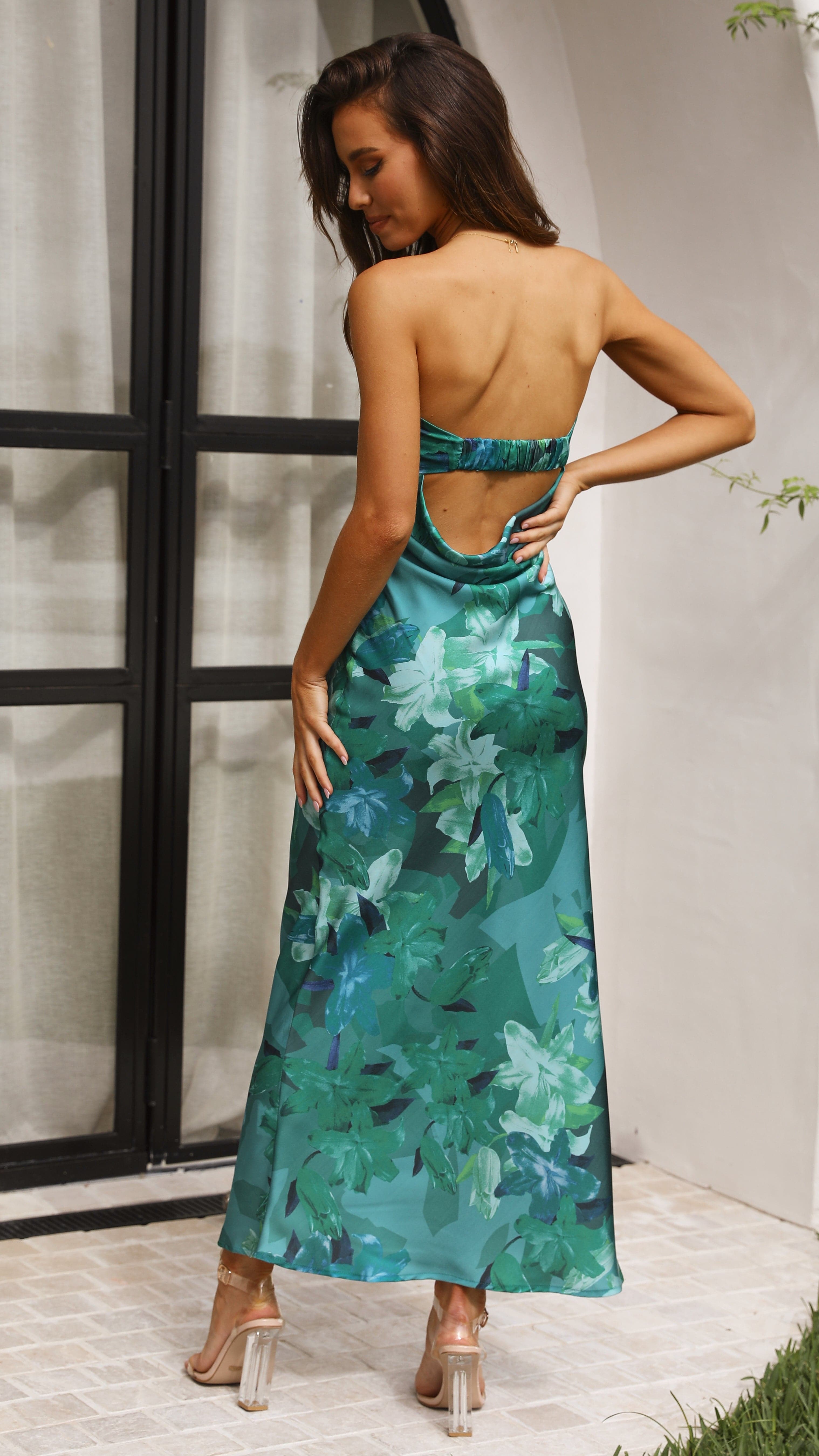 Robe longue femme bustier imprimée à fleurs coupe moulante sans manches