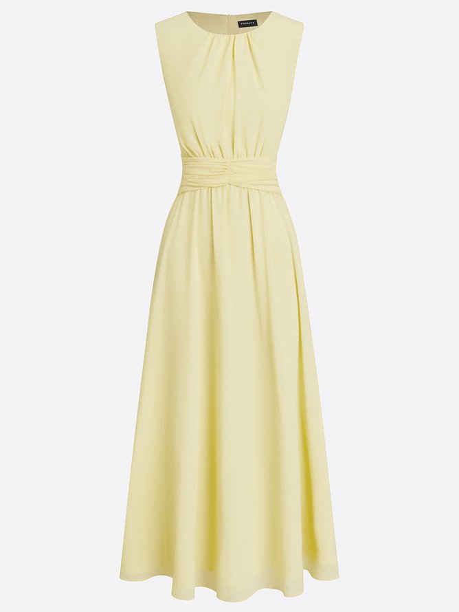 Robe longue mousseline sans manches col rond invitée mariage