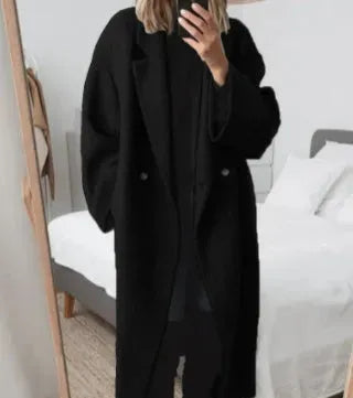 Manteau long femme coupe ample col tailleur manteau croisé élégant