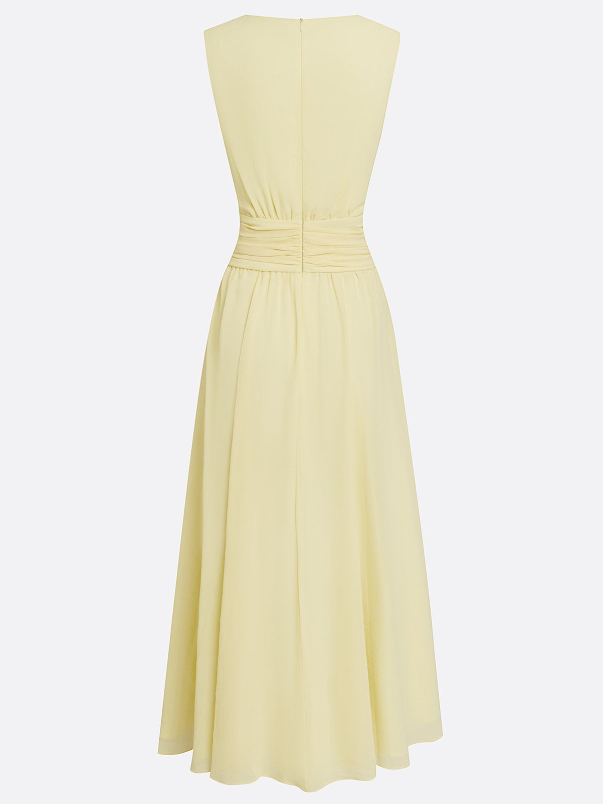 Robe longue mousseline sans manches col rond invitée mariage