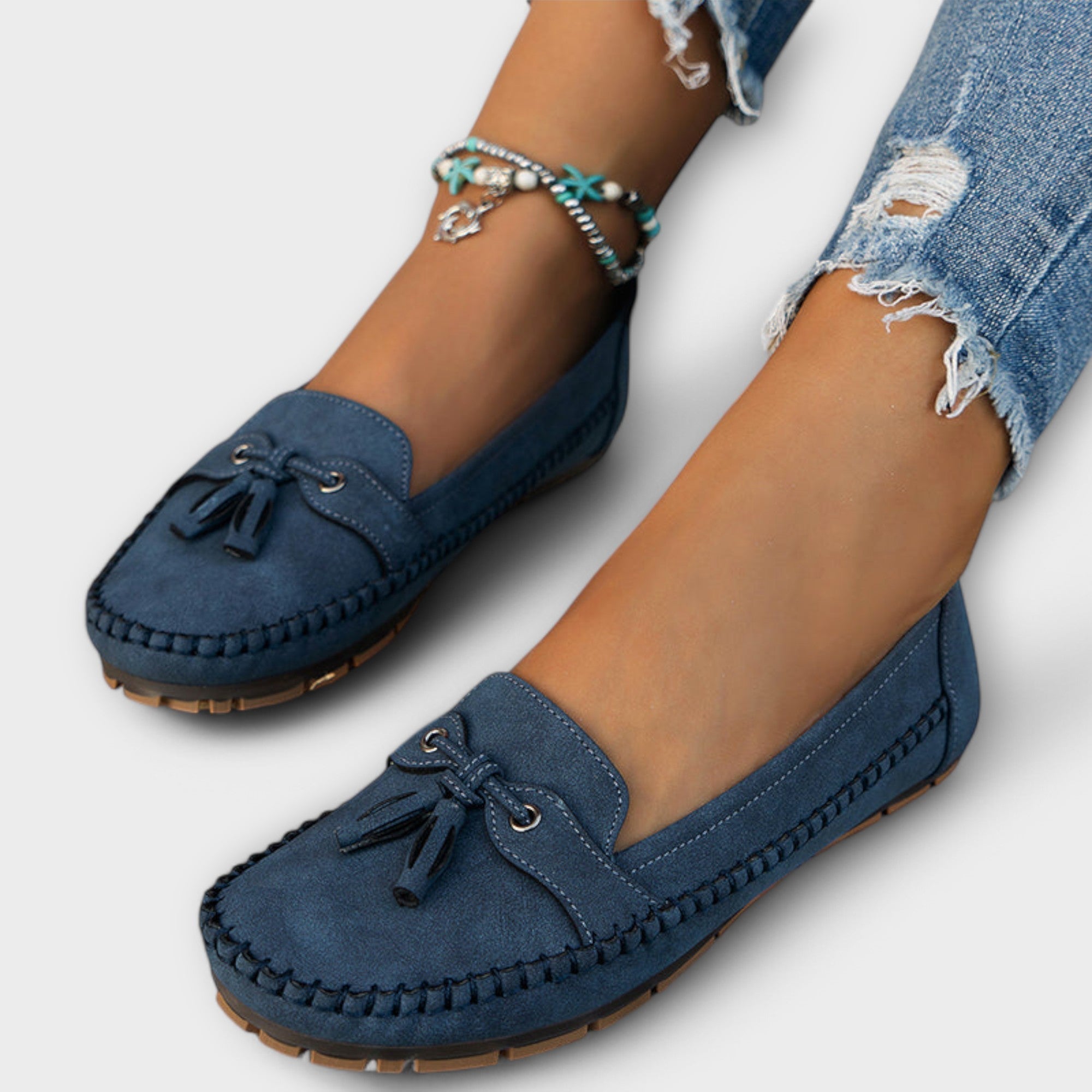 Mocassins femme bout rond à enfiler nœud lacets semelle confort chaussures plates