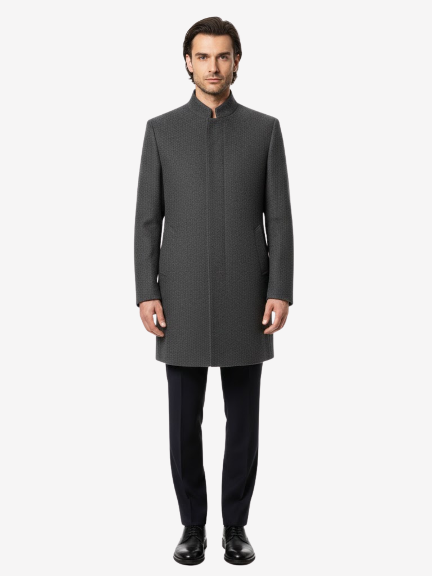 Manteau Homme Élégant à Col Montant