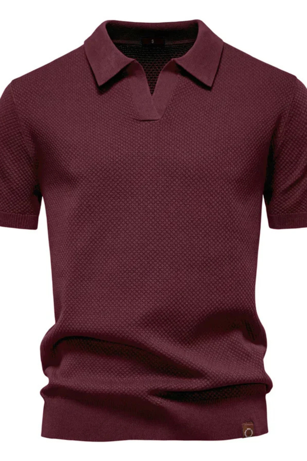 Polo homme maille texturée manches courtes col polo slim casual élégant