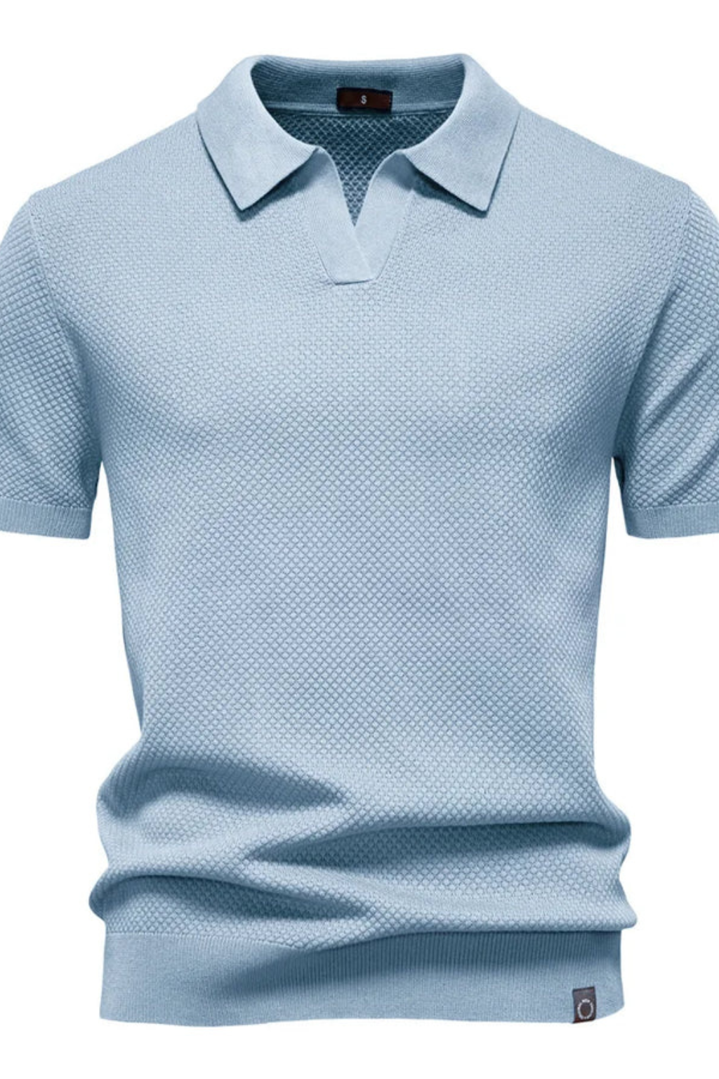 Polo homme maille texturée manches courtes col polo slim casual élégant