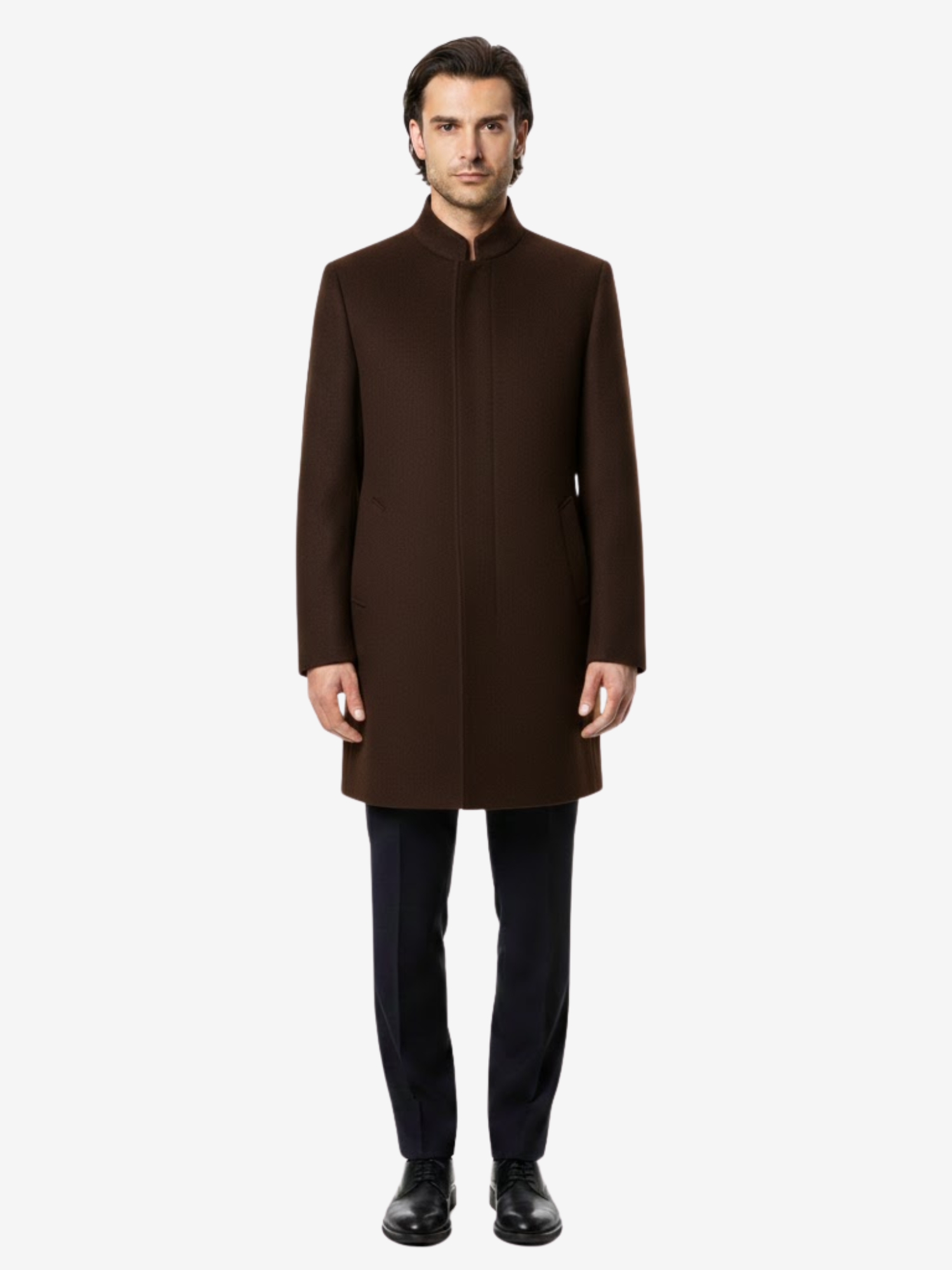 Manteau Homme Élégant à Col Montant