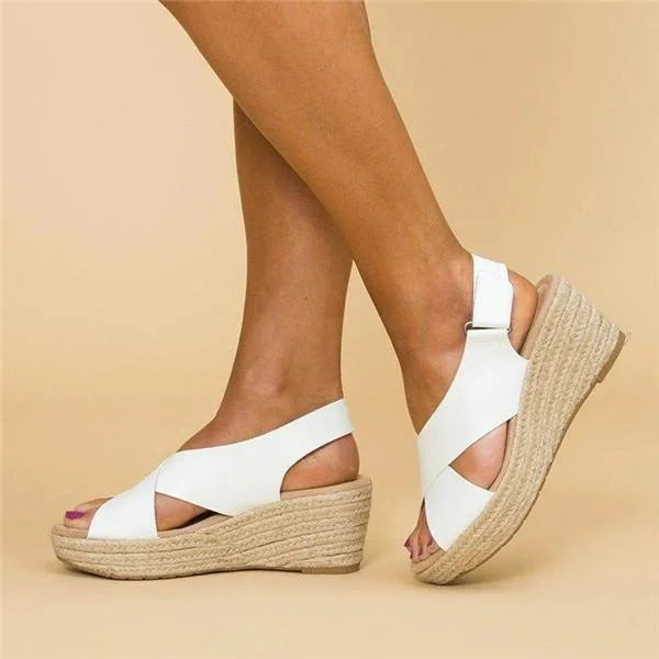 Sandales compensées femme plateforme espadrille à brides croisées été confortables