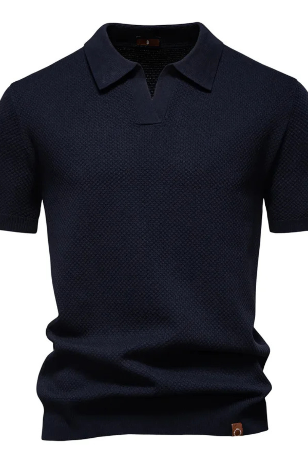 Polo homme maille texturée manches courtes col polo slim casual élégant