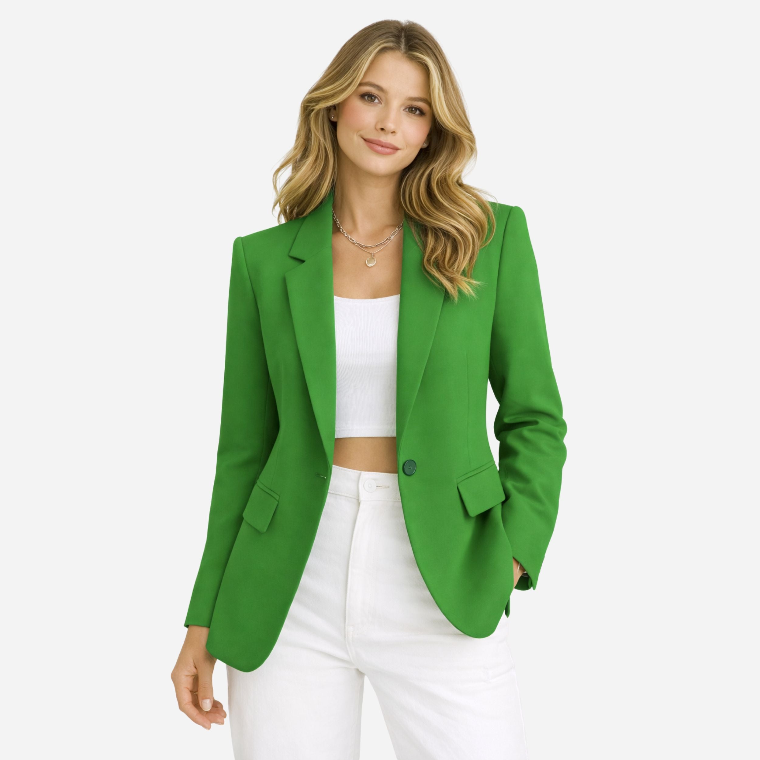 Blazer femme cintré col tailleur manches longues coupe ajustée