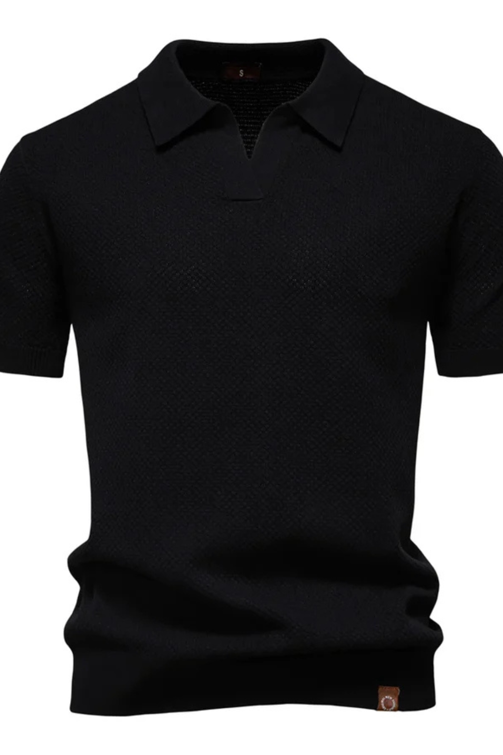 Polo homme maille texturée manches courtes col polo slim casual élégant