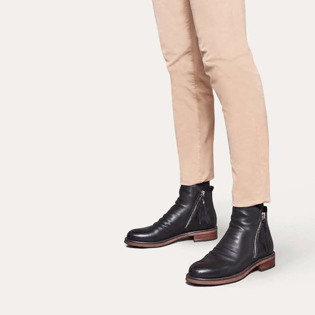 Bottines homme cuir zippées bout rond talon bas