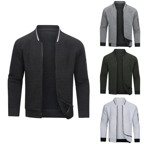 Bomber homme zippé texturé coupe ajustée style casual mi-saison