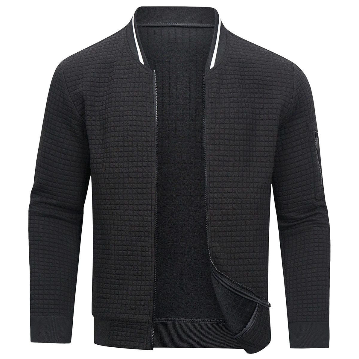 Bomber homme zippé texturé coupe ajustée style casual mi-saison