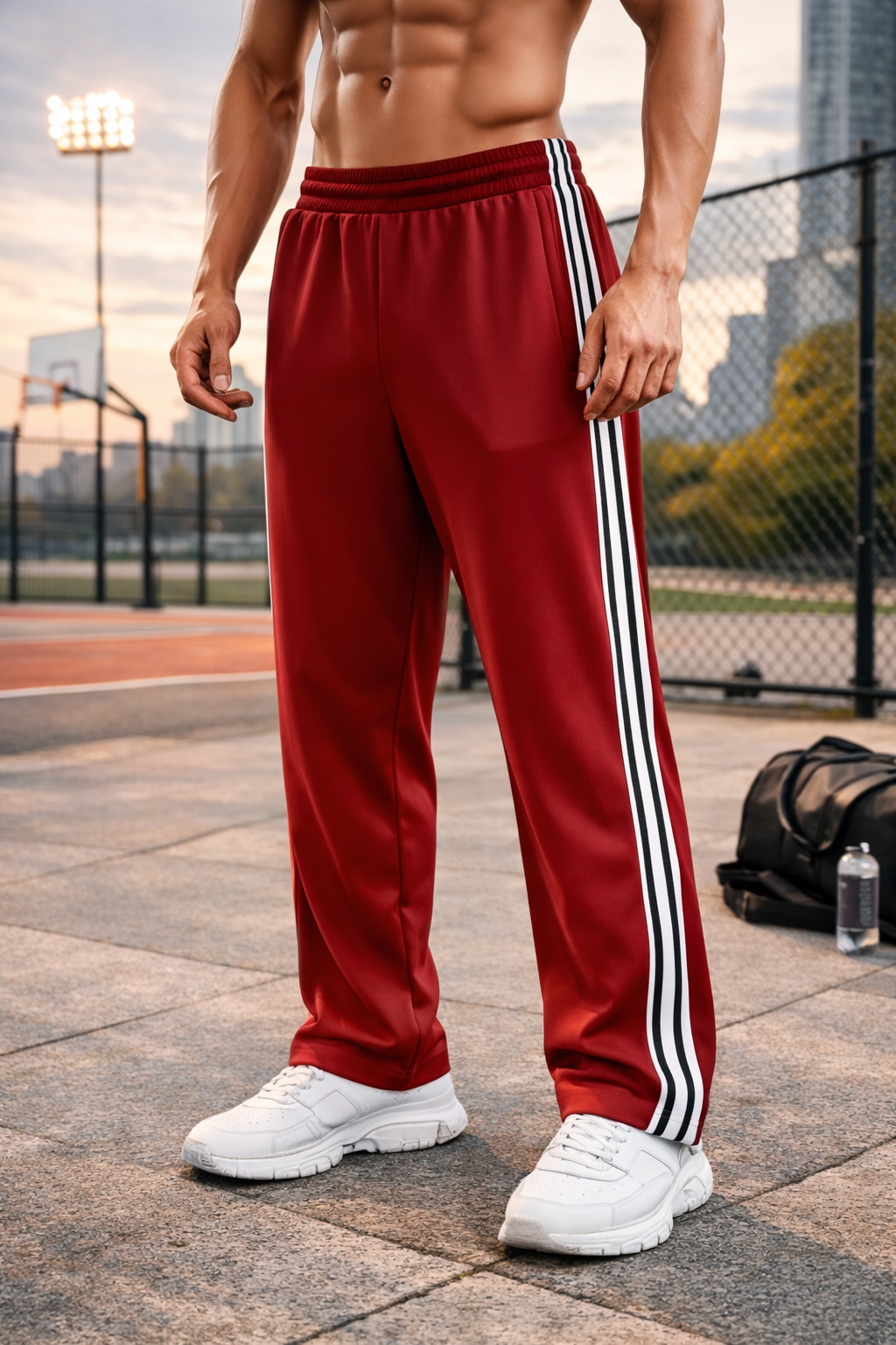 Pantalon de survêtement homme respirant à bandes latérales pour sport et fitness