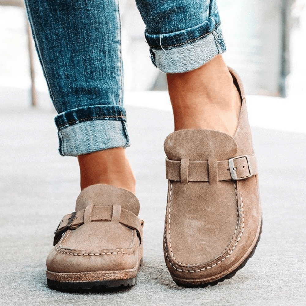 Mocassins femme à boucle semelle confort style sabot casual antidérapant