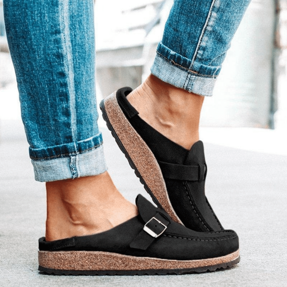 Mocassins femme à boucle semelle confort style sabot casual antidérapant