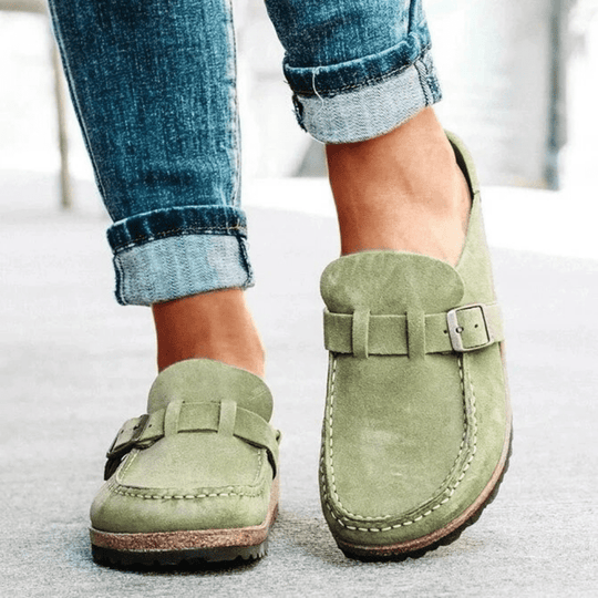 Mocassins femme à boucle semelle confort style sabot casual antidérapant