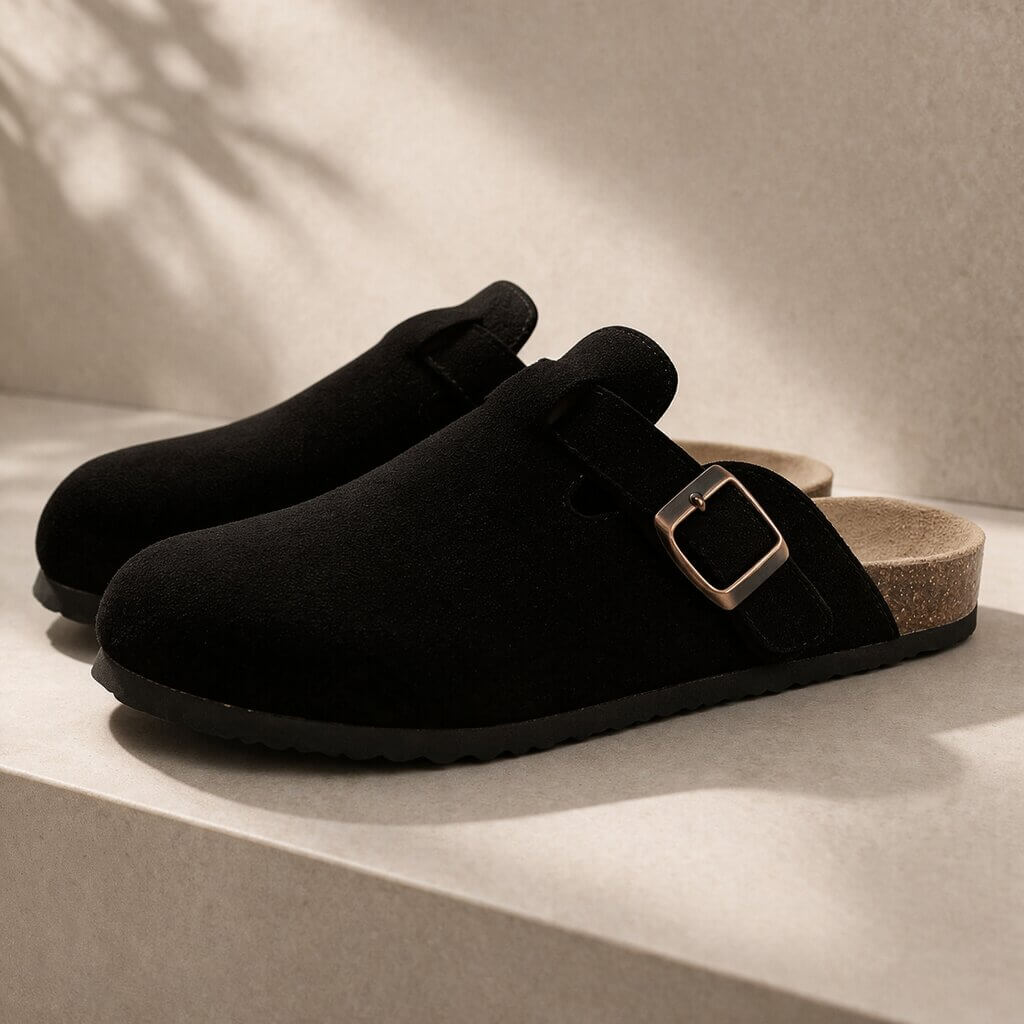 Sabots confort unisex à boucle semelle anatomique style suédine