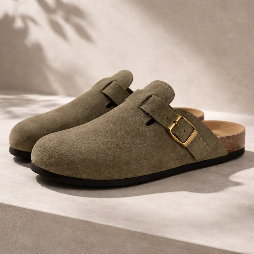 Sabots confort unisex à boucle semelle anatomique style suédine